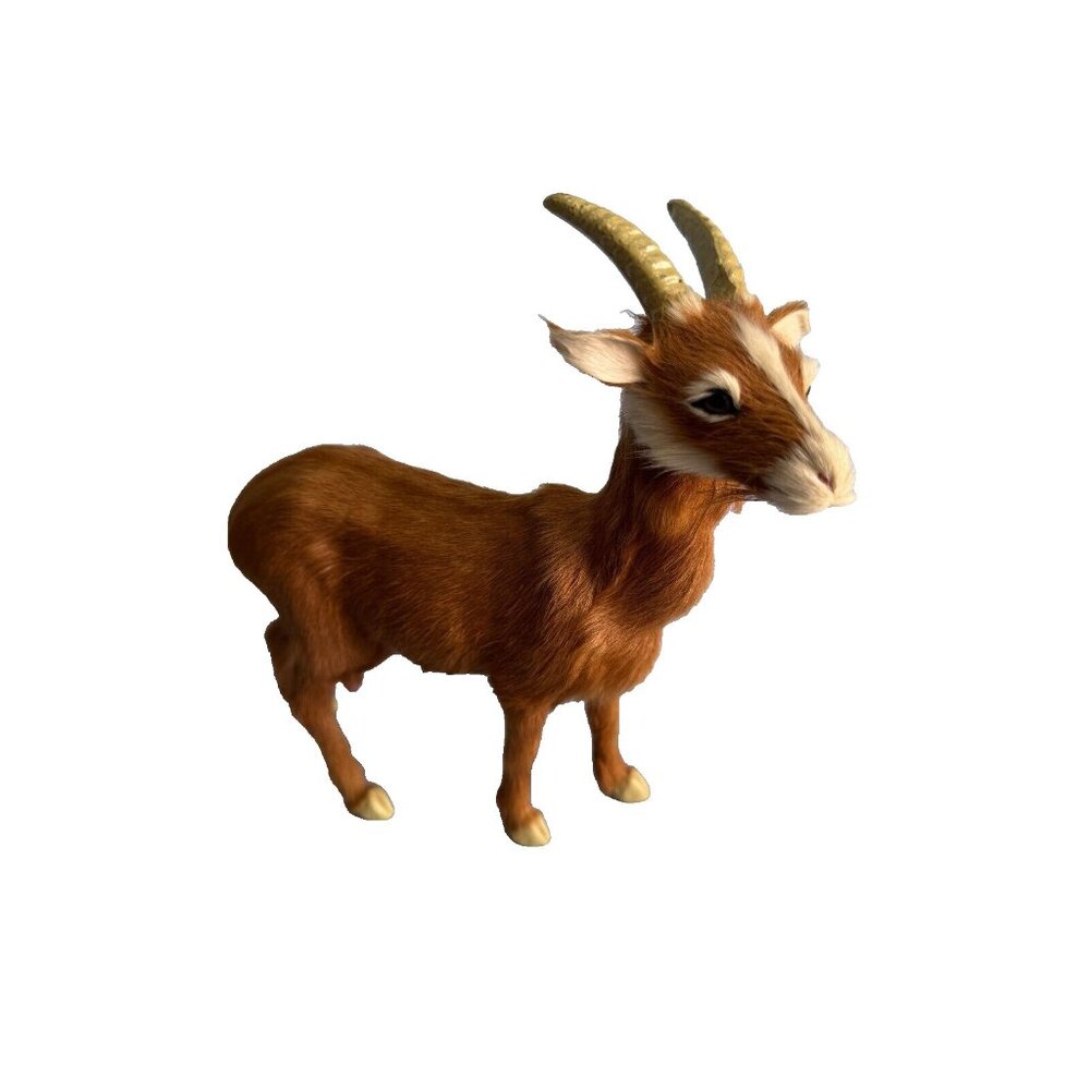 StealStreet Furry Nanny Goat Soft Fur Glass Eyes Retired Model Approx 8.5" H x 9
